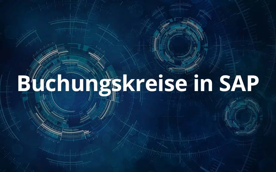 Eine dunkelblaue Grafik mit dem Schriftzug "Buchungskreise in SAP"