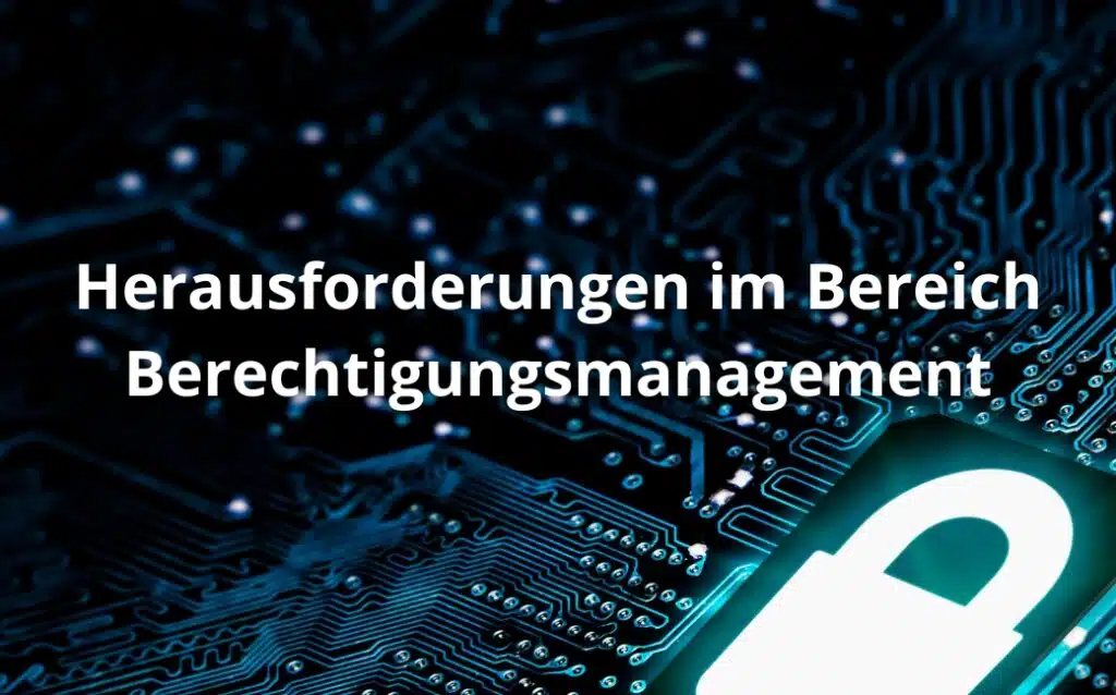 Herausforderungen im Bereich Berechtigungsmanagement Schriftzug auf einem Bild mit einem Schloss im Hintergrund