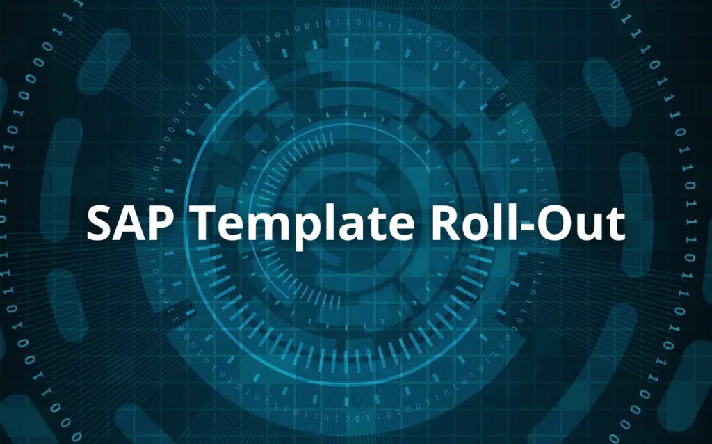 SAP Template Roll-out Schriftzug auf einem blauen Hintergrund